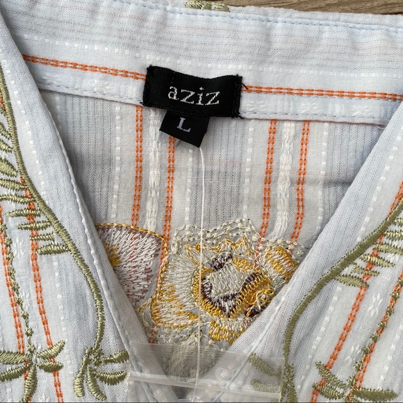 NWT AZIZ Embroidered Shirt L - Picture 6 of 12